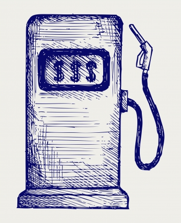 Gas station pump. Doodle styleのイラスト素材