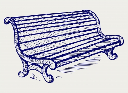 Wooden bench. Doodle styleのイラスト素材