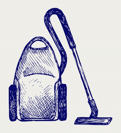 Vacuum cleaner. Doodle styleのイラスト素材