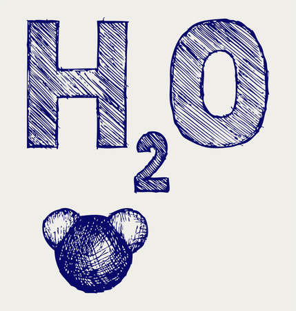 H2O. Doodle styleのイラスト素材
