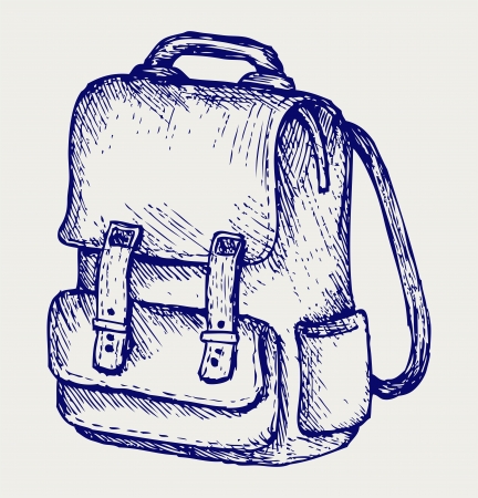 School backpack. Doodle styleのイラスト素材