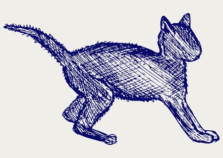 Frightened kitten. Doodle styleのイラスト素材