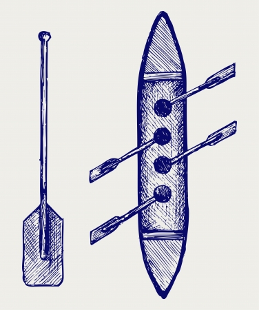 Rowers illustration. Doodle styleのイラスト素材