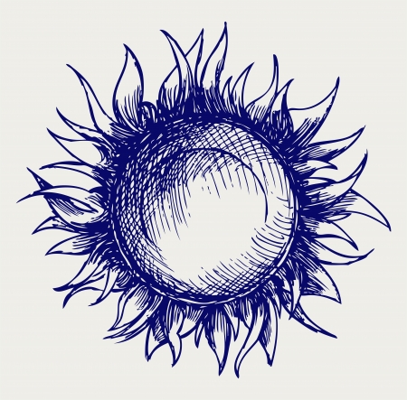 Sun icon. Doodle styleのイラスト素材