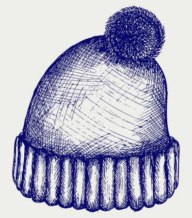 Winter Hat. Doodle styleのイラスト素材