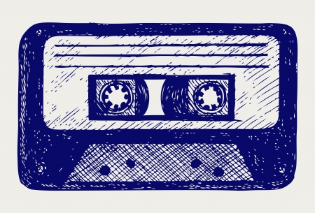Audio cassette tape. Doodle styleのイラスト素材