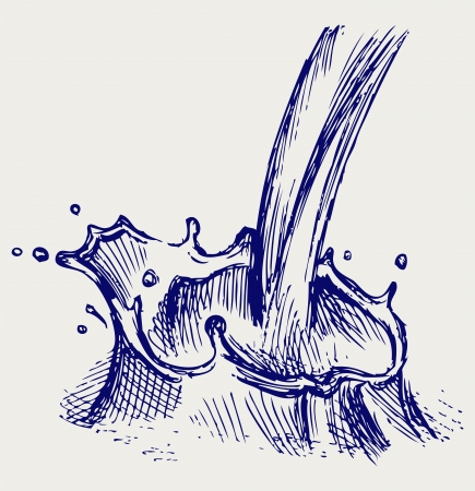 Splash of milk. Doodle styleのイラスト素材