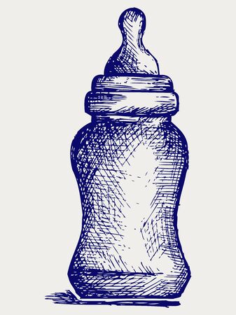 Baby bottle. Doodle style. Vector EPS 8のイラスト素材