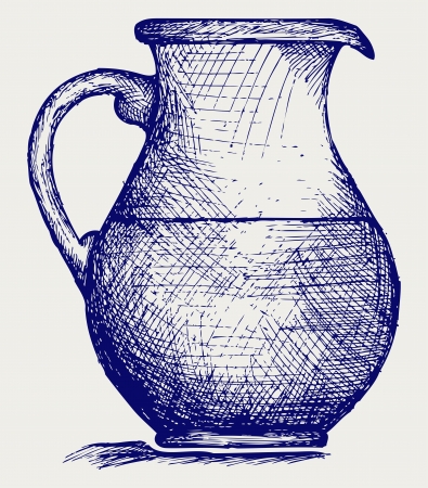 Milk pitcher. Doodle styleのイラスト素材
