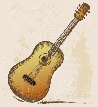 Classical guitar. Grunge styleのイラスト素材