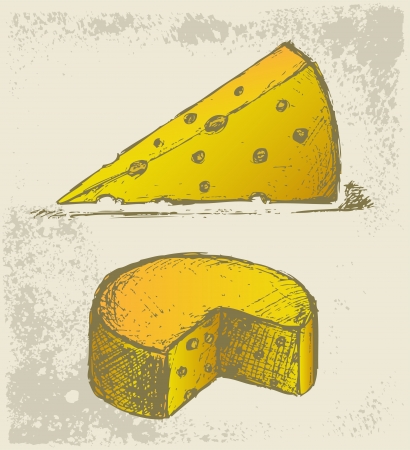 Piece cheese. Grunge styleのイラスト素材