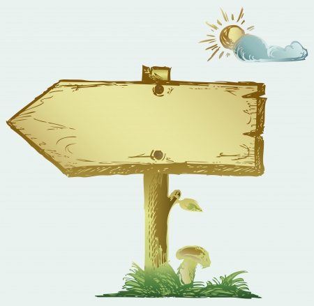 Wooden arrow board. Grunge styleのイラスト素材