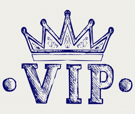 Vip crown symbol. Doodle styleのイラスト素材