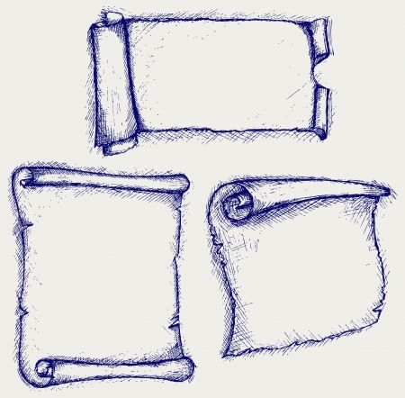 Old scroll. Doodle styleのイラスト素材