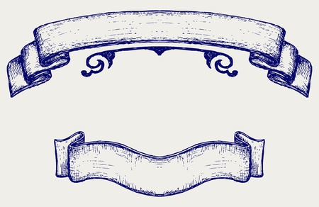 Set ribbons. Doodle styleのイラスト素材