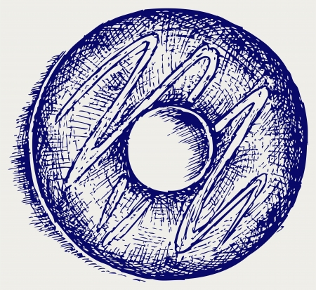 Chocolate donuts. Doodle styleのイラスト素材