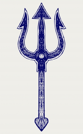 Devil trident. Doodle styleのイラスト素材