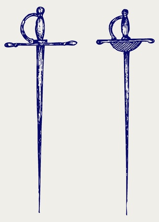 Two saber. Doodle styleのイラスト素材