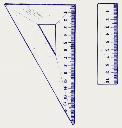 Wooden rulers. Doodle styleのイラスト素材