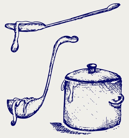 Hot soup. Doodle styleのイラスト素材