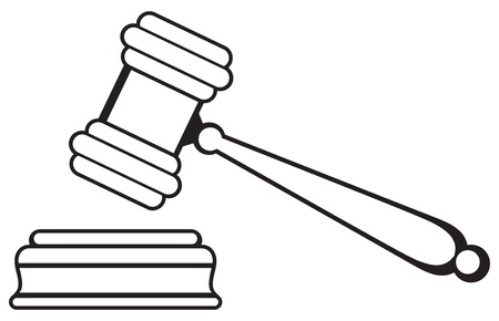Judge gavel isolated on white background  Silhouetteのイラスト素材