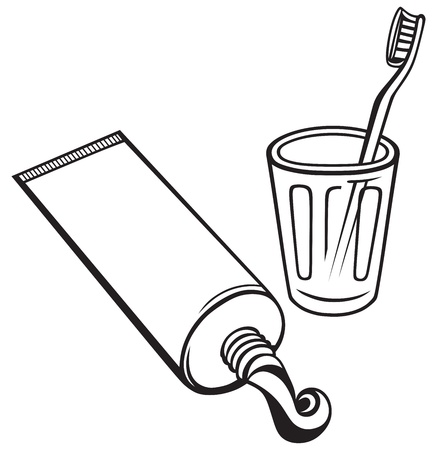 Toothpaste and toothbrush isolated on white backgroundのイラスト素材