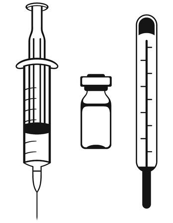 Medical instrument  Symbol syringe and thermometerのイラスト素材
