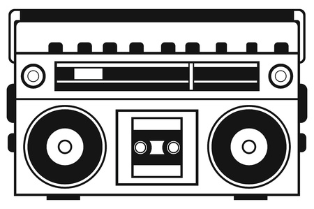 Retro ghetto blaster isolated on white backgroundのイラスト素材