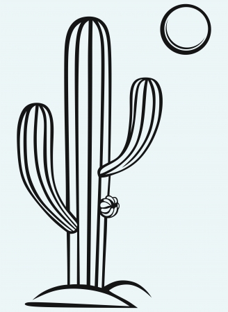 Cactus cartoon isolated on blue backgroundのイラスト素材