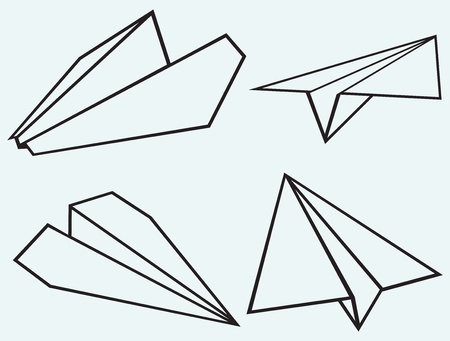 Paper plane isolated on blue backgroundのイラスト素材