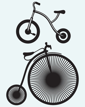 Old bicycle isolated on blue backgroundのイラスト素材