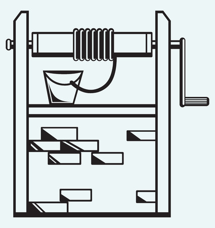 Old water well isolated on blue backgroundのイラスト素材