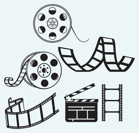 Movie icons isolated on blue backgroundのイラスト素材