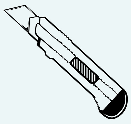 Office knife  Image isolated on blue backgroundのイラスト素材