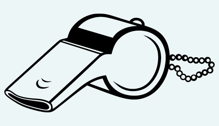 Sports whistle with pea  Image isolated on blue backgroundのイラスト素材