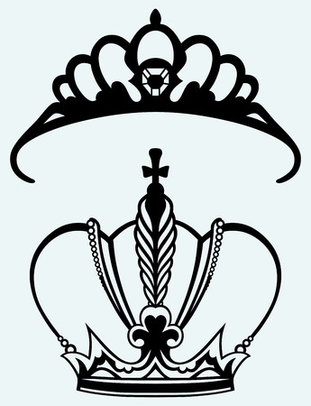 Crown collection isolated on blue backgroundのイラスト素材