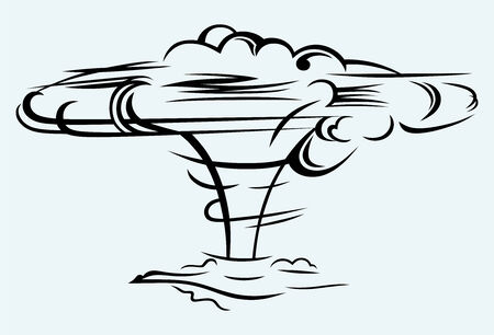 Atomic explosion isolated on blue backgroundのイラスト素材