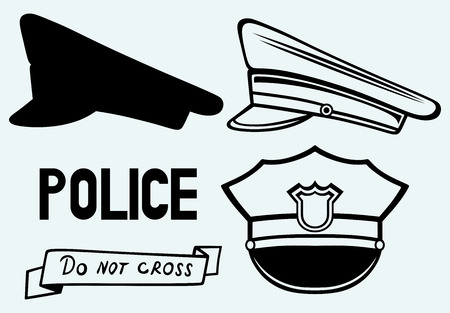 Police cap  Image isolated on blue backgroundのイラスト素材