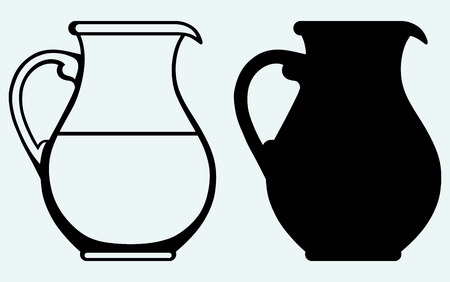 Vintage pitcher  Image isolated on blue backgroundのイラスト素材