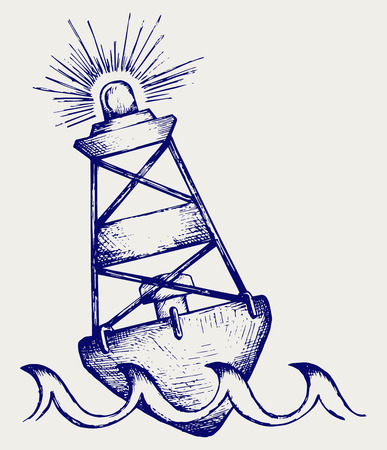 A warning buoy off the coast  Doodle styleのイラスト素材