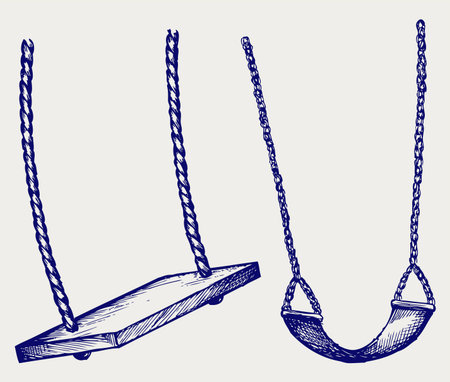 Garden swing hanging  Doodle styleのイラスト素材