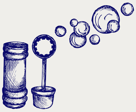 Soap bubbles  Doodle styleのイラスト素材