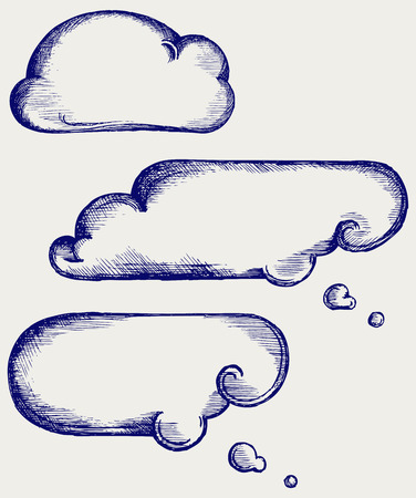 Clouds collection  Doodle styleのイラスト素材