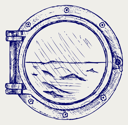 Metallic porthole. Doodle styleのイラスト素材
