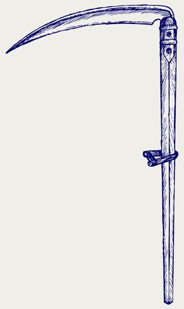 Old scythe. Doodle styleのイラスト素材