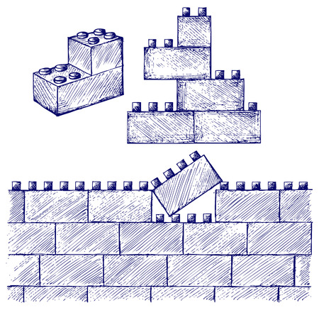 Plastic building. Doodle styleのイラスト素材