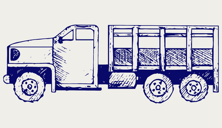 Military truck. Doodle styleのイラスト素材