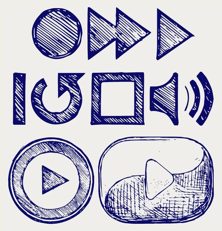 Play button. Doodle styleのイラスト素材