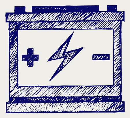 Car battery. Doodle styleのイラスト素材