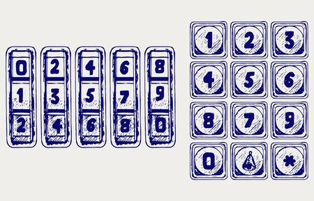 Numerical code lock. Doodle styleのイラスト素材